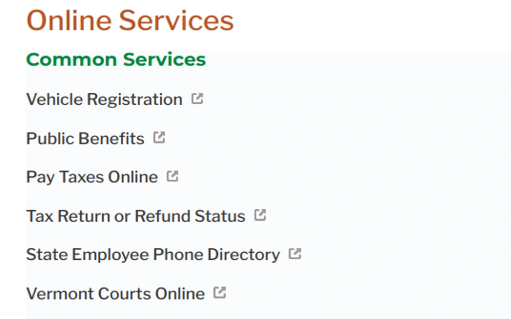 Court clerk common services including online courts submission options for conducting a free Vermont divorce records search, free Vermont marriage records search, and vital records searches.